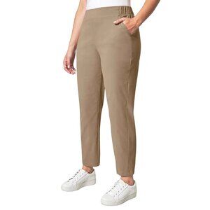 Modern Ambition High Rise Stretch Pants Size Large Elastic Waist Tapered Leg Tan